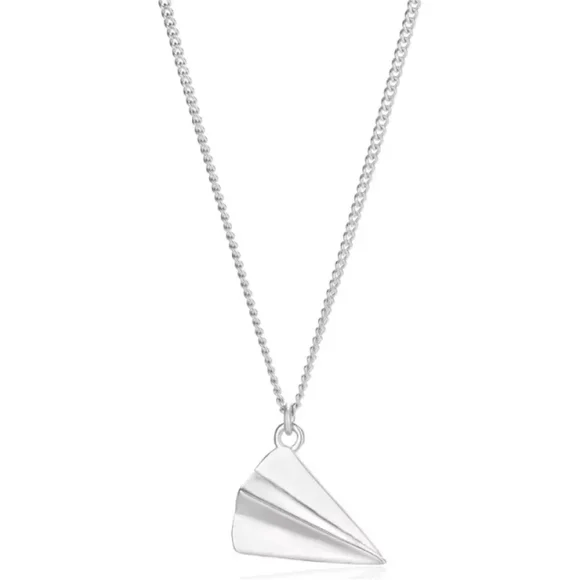 Sterling Silver 925 Dainty Paper Airplane Harry Styles Origami Charm Necklace - Picture 2 of 3